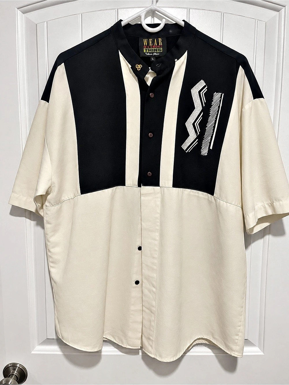 Vintage 90s Wear The Right Thing Colorblock Embroidered Shirt Men’s L